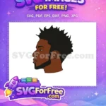 Free Afro American Free Dark Skin Beard Cartoon Profile Free SVG - Instant Download