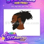 Free Grinning Dreadlock Man Free Gold Stud Earrings Afro-American Cartoon Free SVG - Instant Download