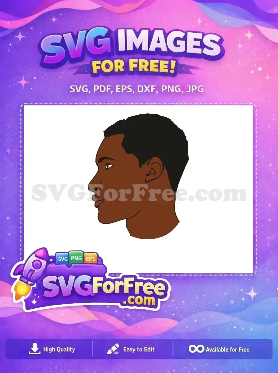 A free design of a dark-skinned man's profile, simple vector art, ideal for inclusive projects. Get this free SVG now!
