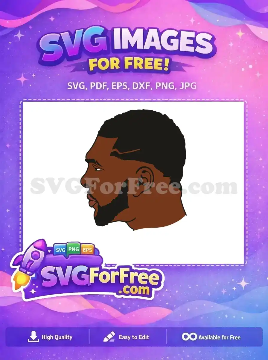 A compelling free SVG of a black man's head in profile, featuring a clean, modern vector design. This free graphic is versatile.