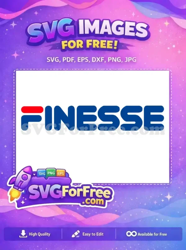 Free FINESSE logo in bold blue text with a distinctive red dot, ideal for modern branding and digital use.