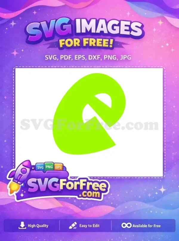 A bright lime green abstract letter-like shape, a free design, dynamically curving on a clean white background.