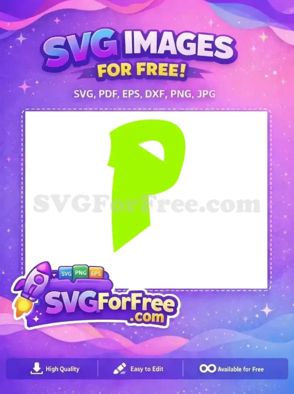 Free Stylized ‘P’ Letter SVG – Modern Lime Green Design A vibrant, free lime green stylized letter 'P' vector graphic, ideal for modern branding and digital art projects. Get this free design!