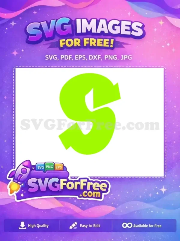 Download this free, dynamic lime green S-shaped icon, featuring an integrated arrow for refresh or recycle themes. Ideal for web and print projects.