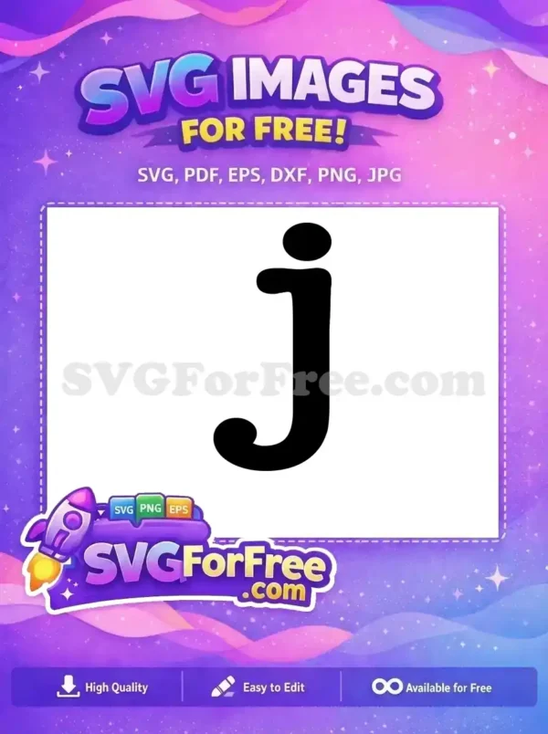 A free, bold lowercase 'j' letter SVG design, featuring a rounded body and dot, ideal for various free craft projects.