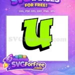 Free Bright Green U Free Bold Graffiti Style Afro Cartoon Free SVG - Instant Download