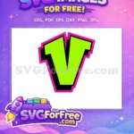 Free V Letter Free Green Pink Outline Afro Cartoon Free SVG - Instant Download