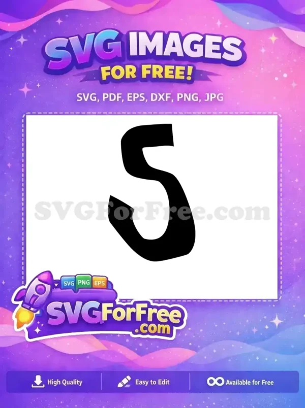 Free Stylized ‘S’ Letter Design – Versatile Free SVG A bold, free stylized black letter 'S' on a white background, ideal for monograms or branding. A fantastic free design resource for all your creative needs.