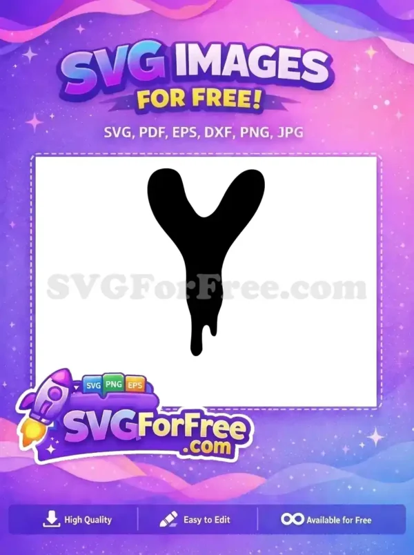 Free Dripping ‘Y’ Abstract SVG – Unique Organic Free Design A free abstract black silhouette resembling a dripping 'Y' or wishbone, offering a fluid, organic design for diverse projects.