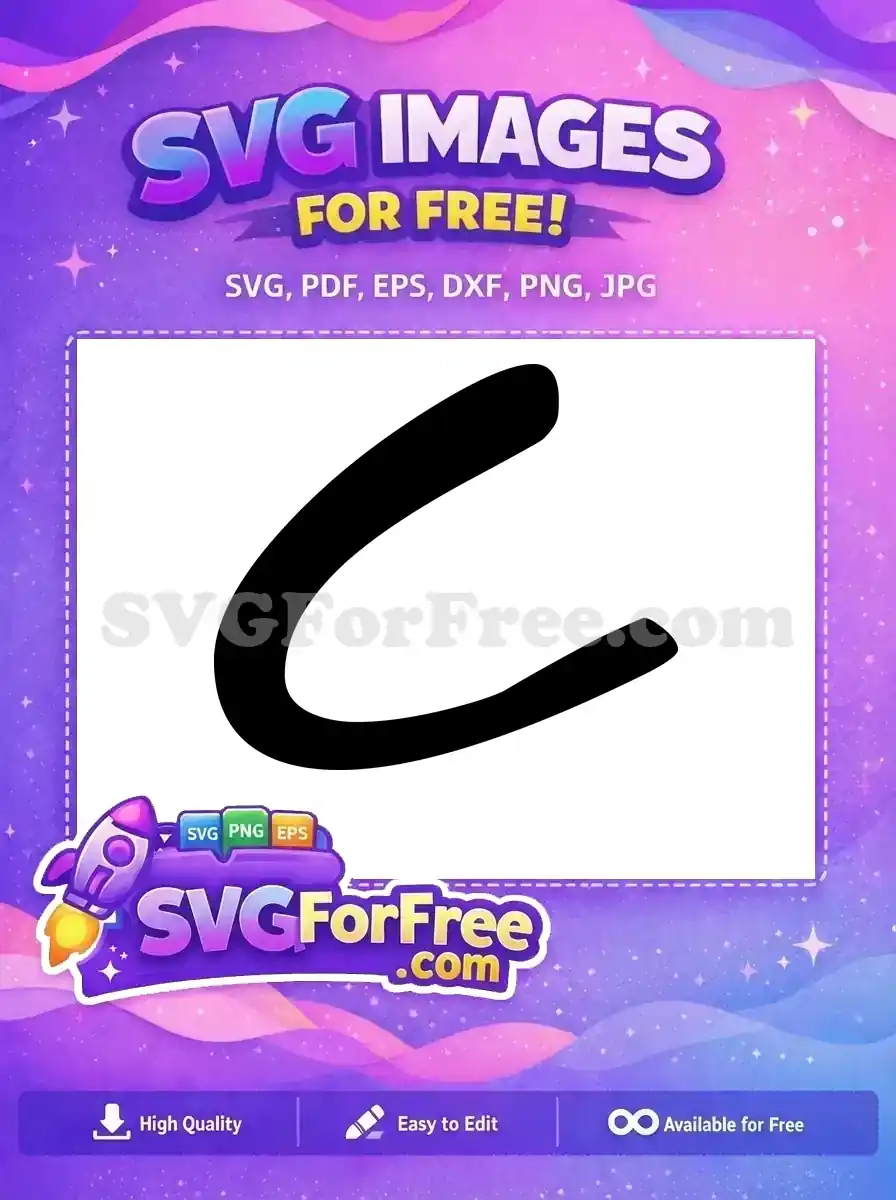 A bold, free C-shaped vector graphic, ideal for creative projects and easily adaptable to any design concept. Download this free letter C today!