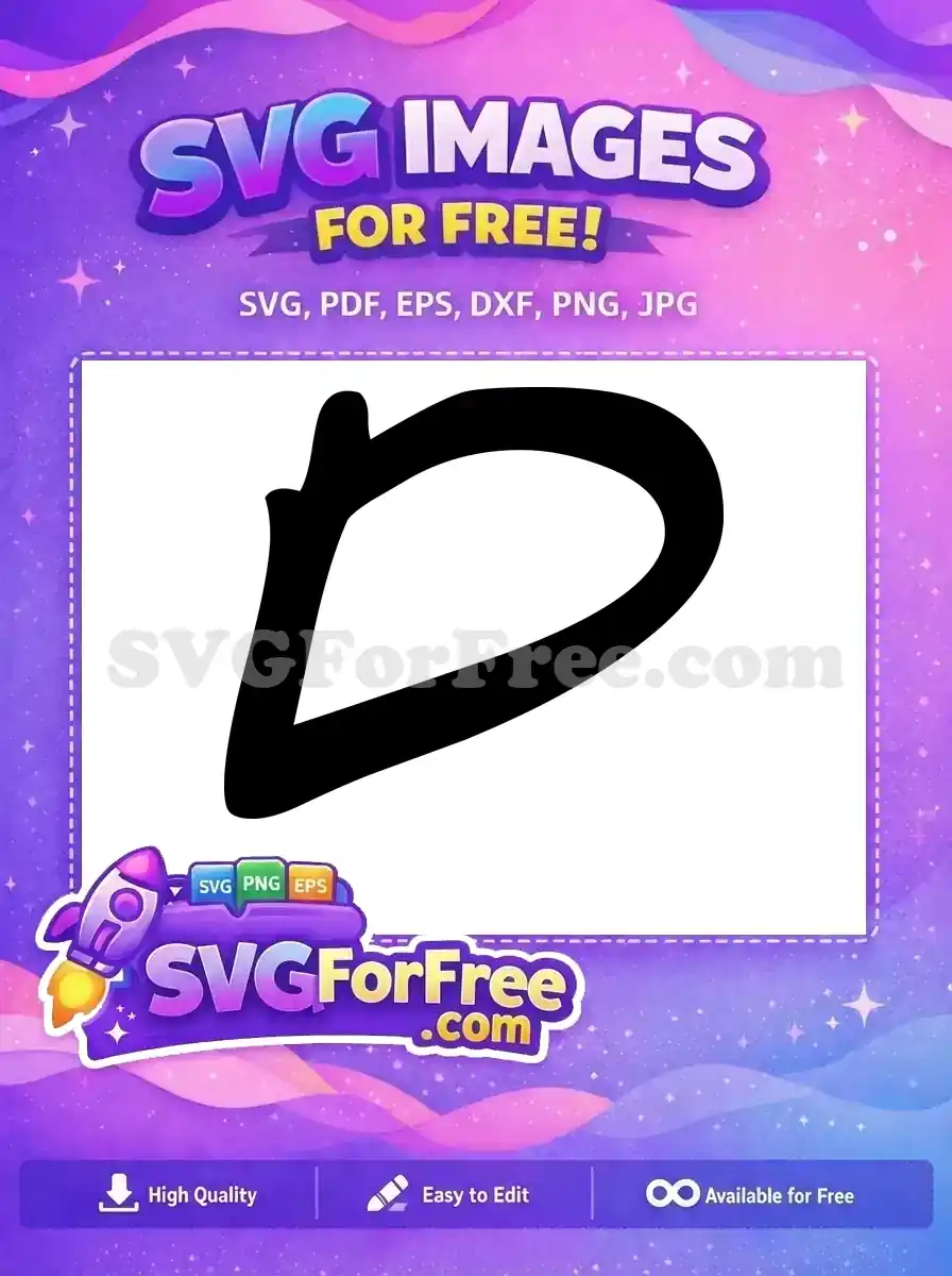 A free, bold, black SVG letter 'D' in a unique brush-stroke style, ideal for diverse design applications. Download this free vector.