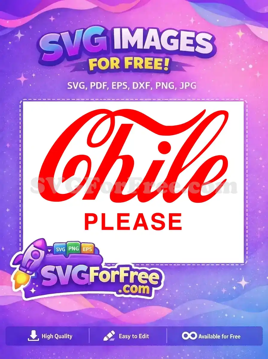 A free design featuring 'Chile PLEASE' text in a vibrant red, script-style font reminiscent of a famous soda logo, ideal for creative projects.