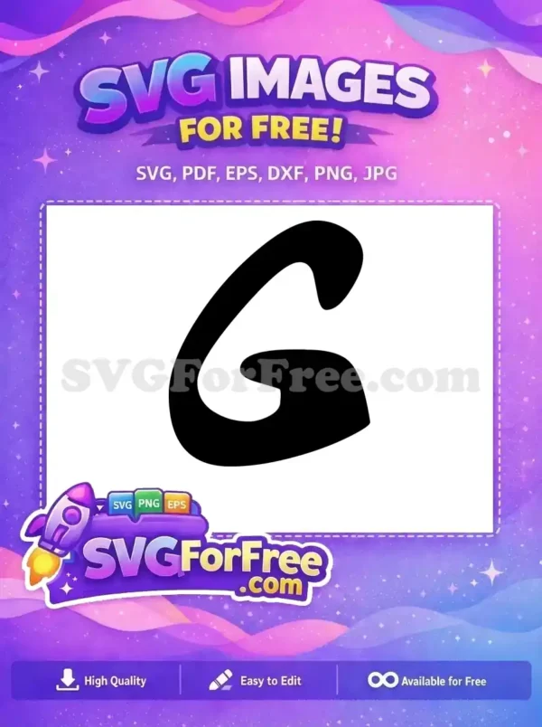 Free G Letter Design – Stylish & Customizable SVG A bold, free G letter design, featuring a smooth, rounded, and playful style, perfect for various creative free projects.