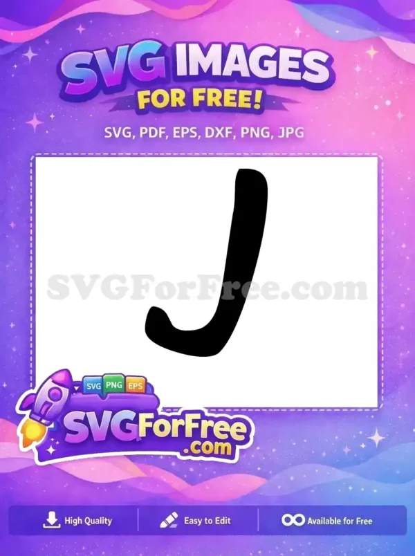 A bold, free J-shaped black vector graphic, perfect for monograms, logos, or crafting unique personalized free designs.