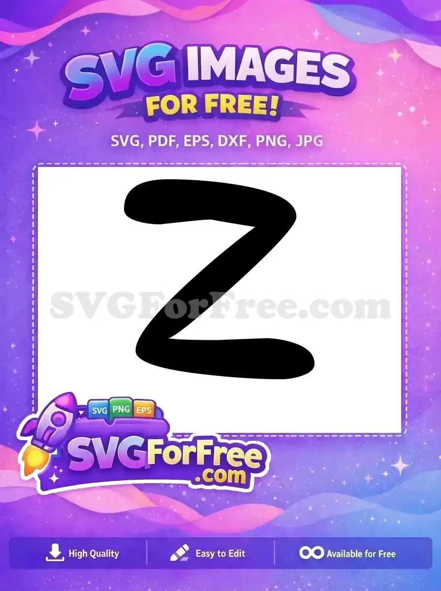 A bold, free hand-drawn style black letter Z on a crisp white background, ideal for various creative projects.