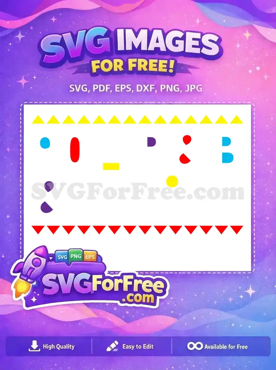 Discover this free geometric design, a lively abstract SVG with colorful shapes and playful borders, perfect for any creative project.