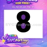 Free Black Number Eight Free Purple Inner Circles Afro Cartoon Style Free SVG - Instant Download