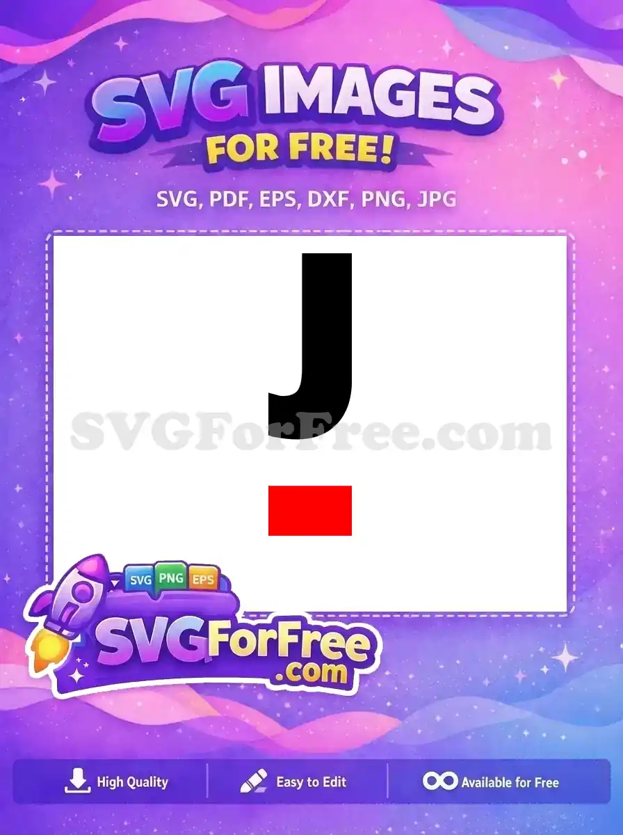A striking free design featuring a bold black letter 'J' with a vibrant red accent bar at its base, ideal for free creative use.