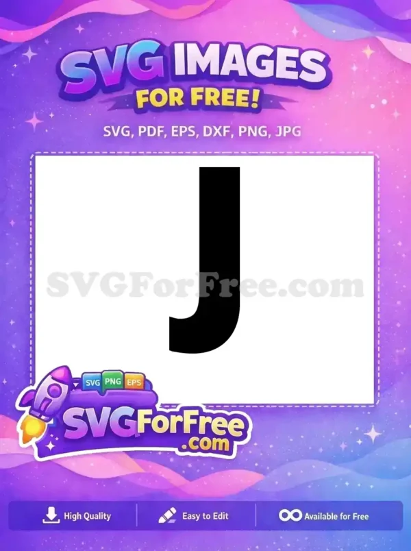 A striking free design featuring a bold, black, rounded letter 'J' on a crisp white background, offering clear visibility and modern appeal for diverse projects.