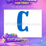 Free Blue Capital C Free Bold Alphabet Monogram Typography Free SVG - Instant Download