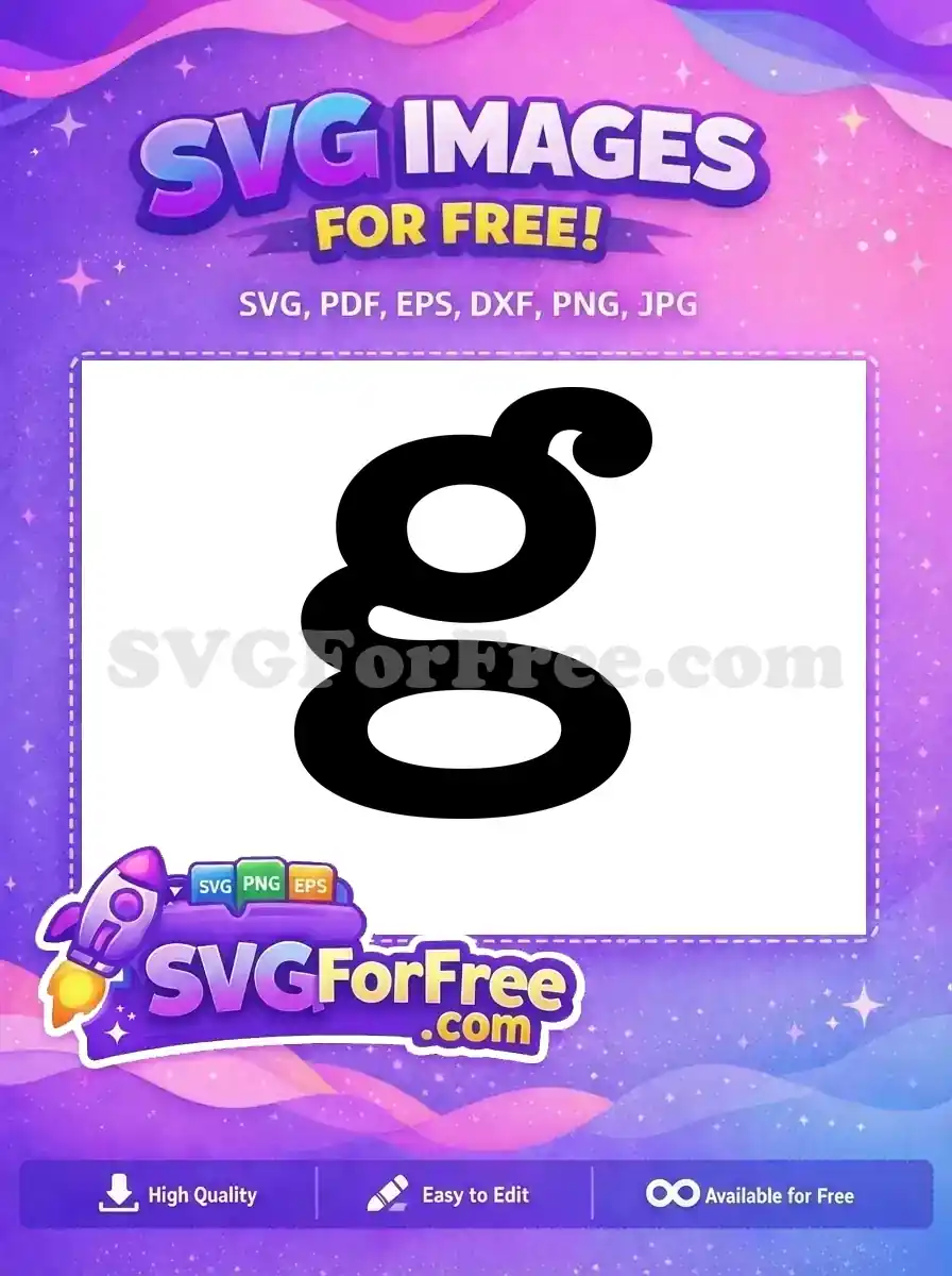 A stylish free black lowercase 'g' character design, ideal for logos, typography, or crafting projects. Get this free vector now!
