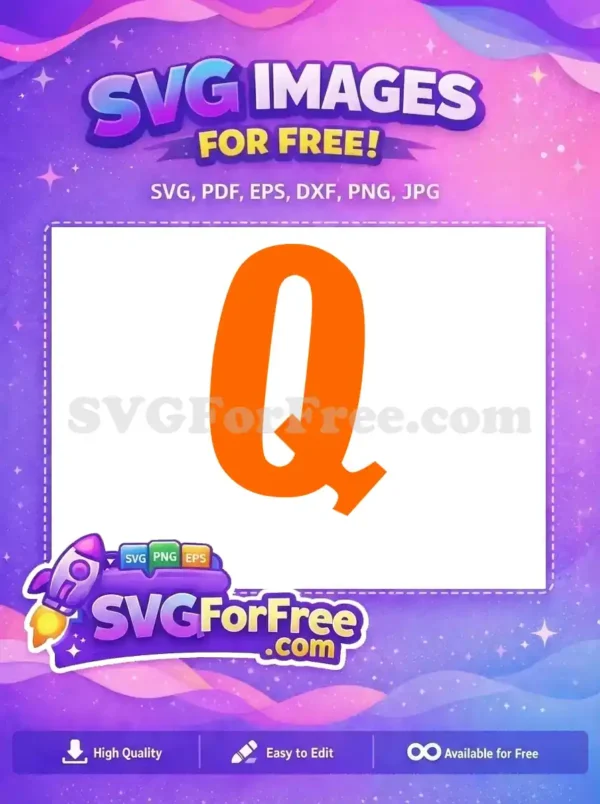 A vibrant, free orange capital letter 'Q' design, offering a playful and bold typographic element for your projects. This free SVG is ready to download.