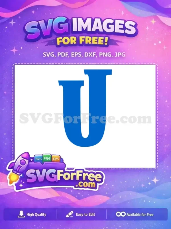 A vibrant blue letter 'U' free SVG design, ideal for logos, crafts, and educational materials. Get this free vector now!