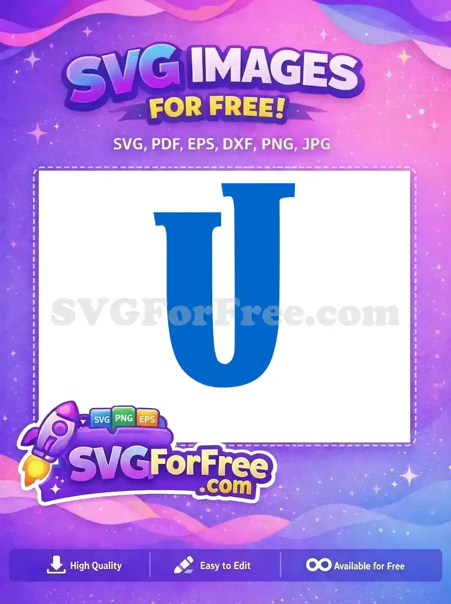 A vibrant blue letter 'U' free SVG design, ideal for logos, crafts, and educational materials. Get this free vector now!