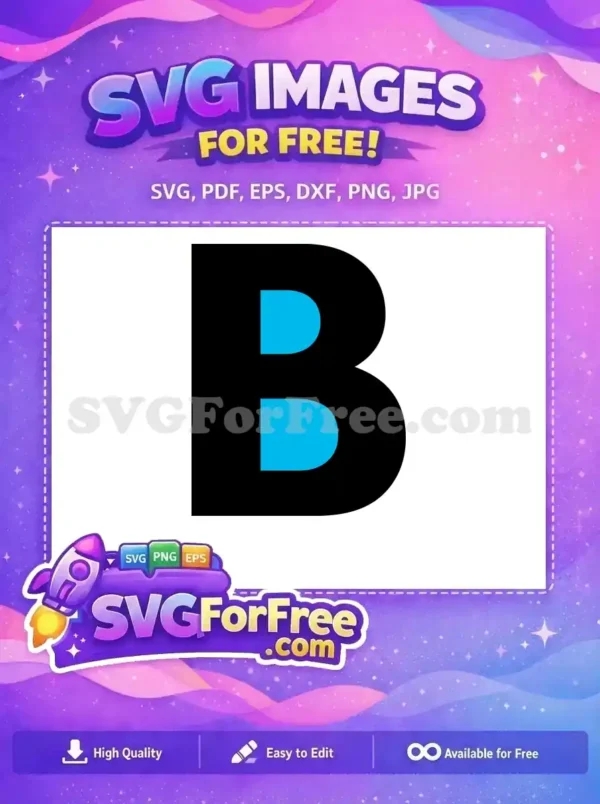 A free design of a bold, modern black capital 'B' with two rounded cyan inner spaces. Ideal for free logos and branding.