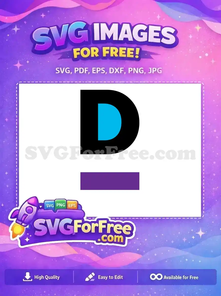 A free design featuring a bold, abstract letter 'D' in black and bright blue, ideal for modern branding or logos. Download this free SVG for your creative projects today.