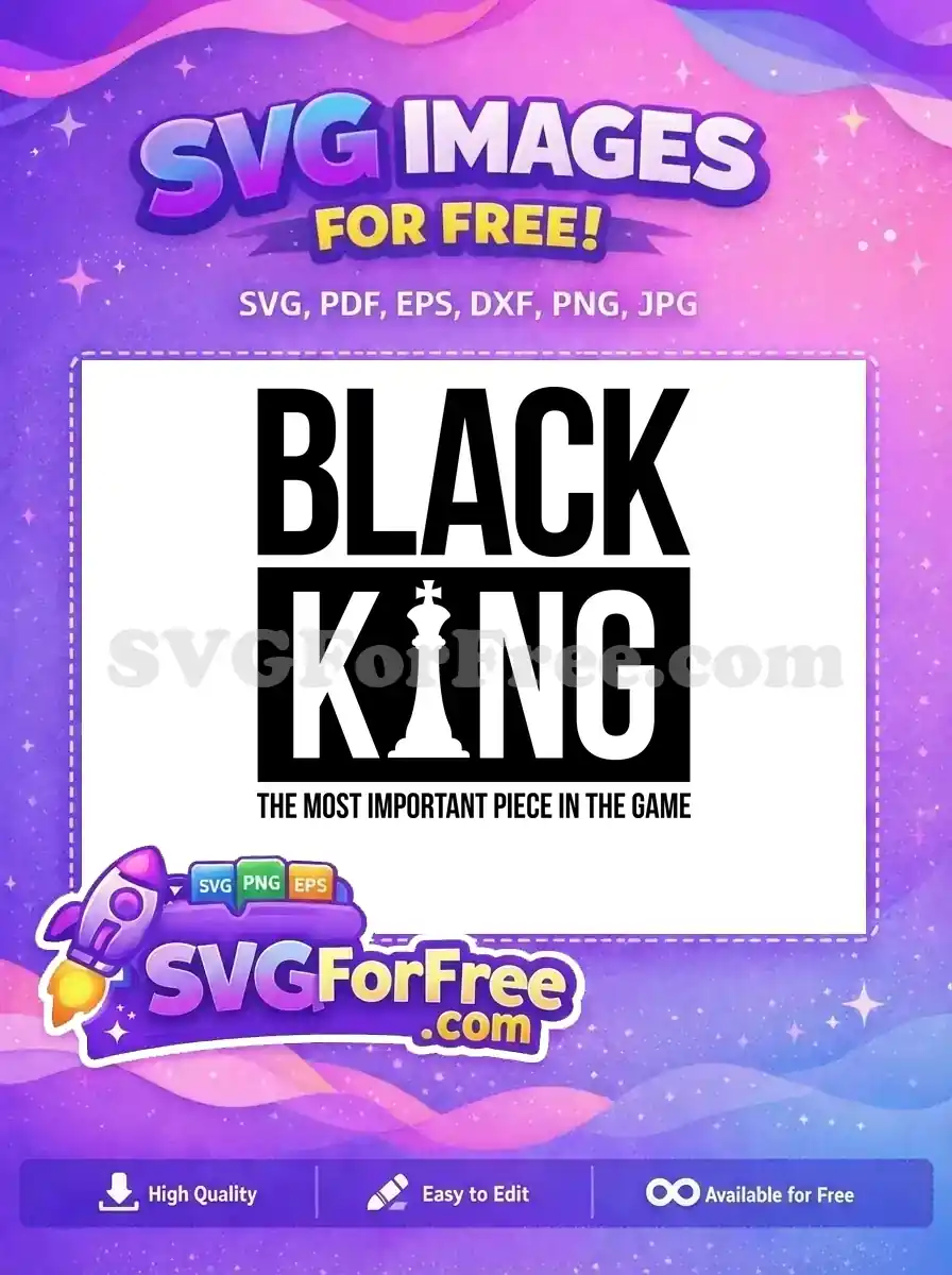 A powerful free Black King SVG design featuring a chess piece, symbolizing importance and strength. An inspiring free graphic for all.