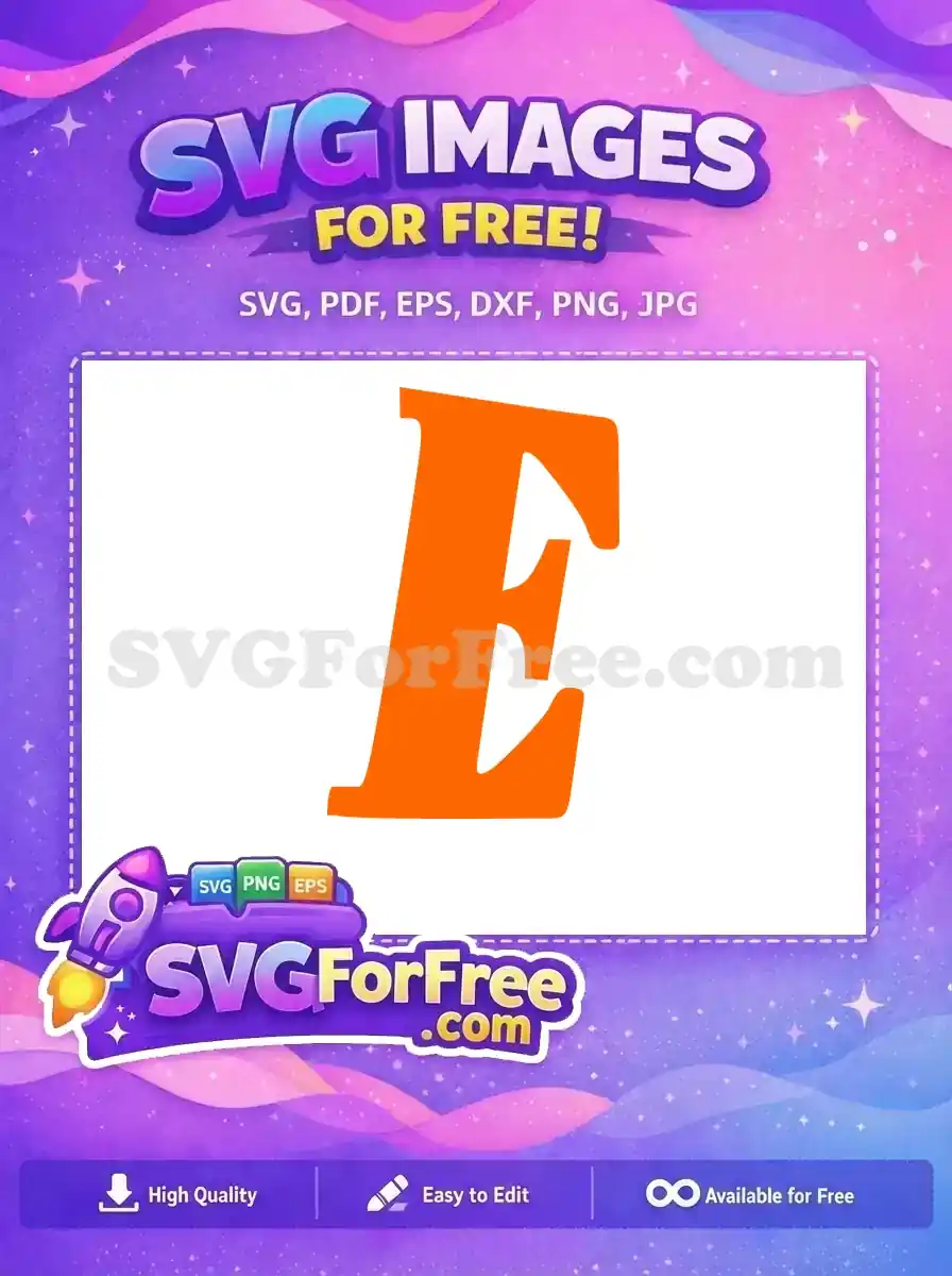 A vibrant orange, stylized letter 'E' free SVG design, perfect for dynamic logos and branding. Get this free vector now!