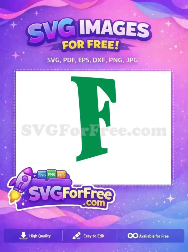 A bold, stylized green uppercase letter F on a clean white background, a fantastic free design for any project.