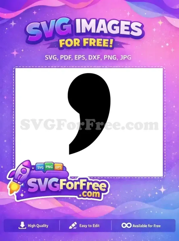 A free black comma or apostrophe SVG, perfect for versatile use in any design project, completely free and easy to download.