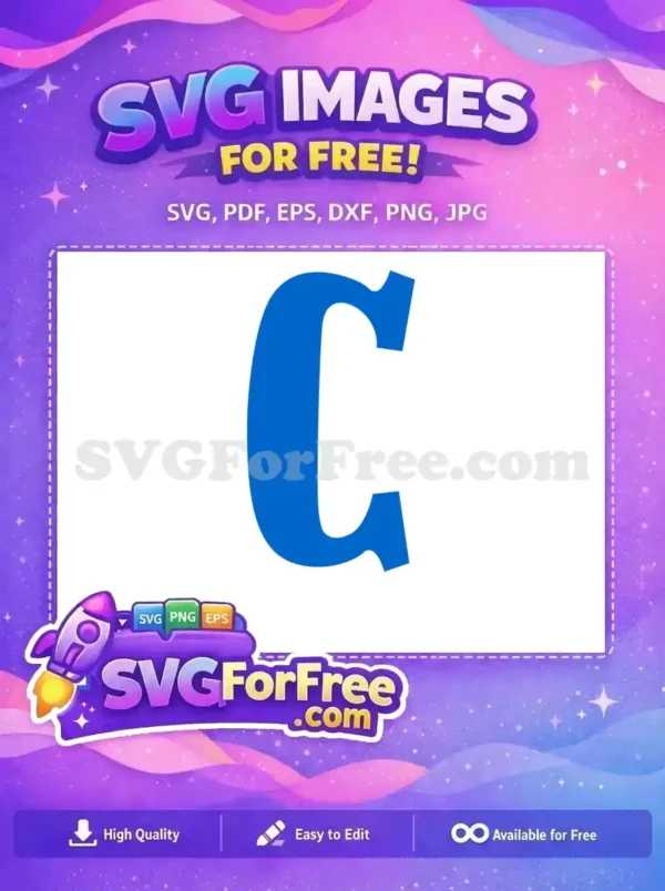 A free, bold blue letter C SVG design, perfect for initials, logos, or educational projects. High-quality free vector.