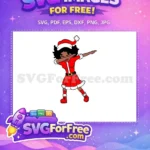 Free Dabbing Santa Girl Free Smiling Afro American Christmas Holiday Free SVG - Instant Download