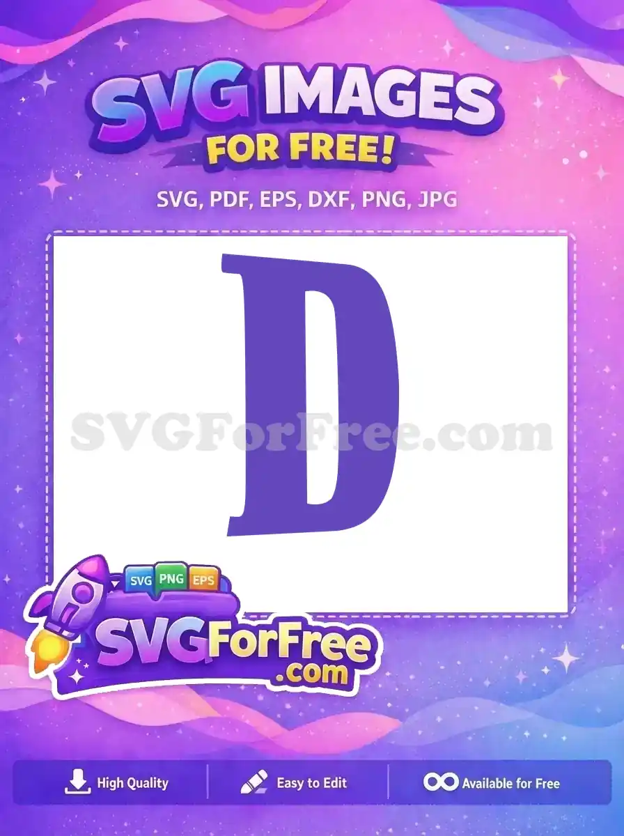 A vibrant purple, serif-style capital 'D' free SVG, ideal for diverse design projects. Download this free letter!