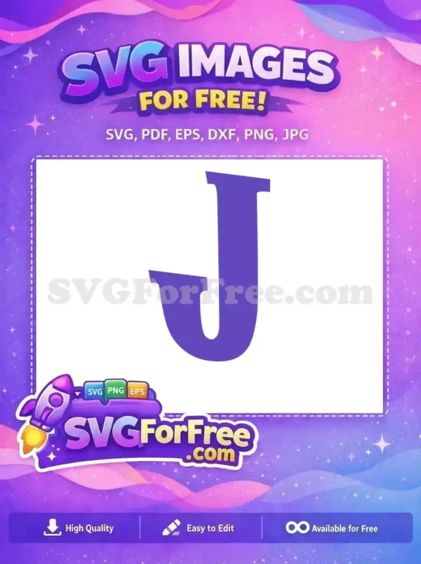 A free, stylized uppercase letter 'J' in a bold purple hue, perfect for crafting and digital projects. Download this free SVG!