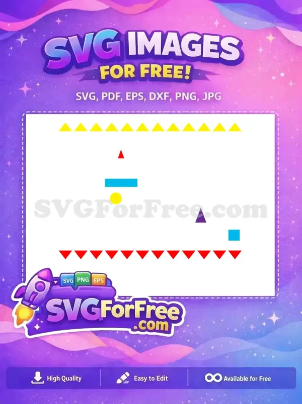 A free abstract geometric design featuring colorful shapes like triangles, circles, and rectangles on a white background. Free SVG art!