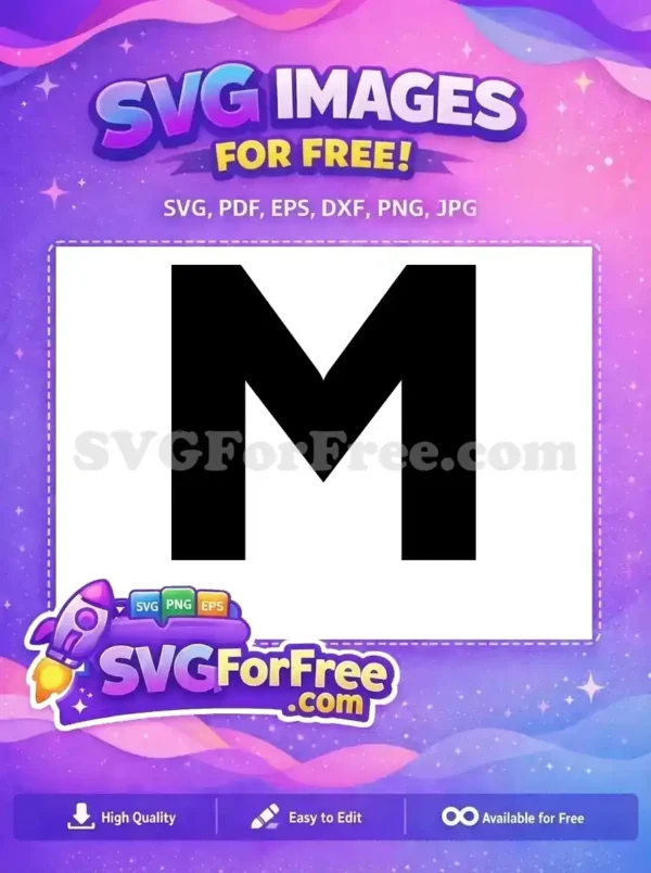 Free Geometric M SVG Design – Modern & Versatile A striking free geometric 'M' design, rendered in bold black on a pristine white background. Ideal for modern digital use.