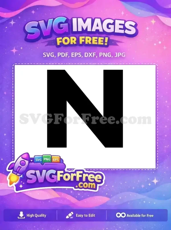 Free bold geometric letter N SVG design, perfect for logos, monograms, and modern branding projects. A versatile free vector.