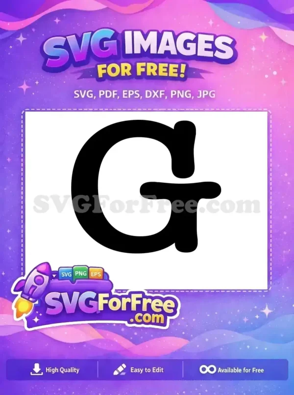 A charming, free SVG letter 'G' with rounded, thick lines, perfect for whimsical designs and craft projects. Download this free graphic.