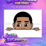 Free Curious Peeking Free Afro Cartoon Kids Design Free SVG - Instant Download