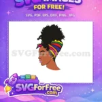 Free Serene Afro Free Vibrant Headwrap Cartoon Free SVG - Instant Download