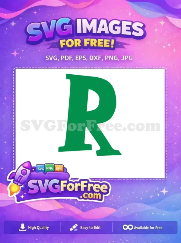 A bold, free green capital letter 'R' design, ideal for logos or monograms. Download this free SVG vector easily!