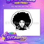 Free Afro Lady Free Hoop Earrings Cartoon Art Free SVG - Instant Download