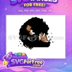 Free Smiling Brown Skin Free Curly Afro Hair Empowered Cartoon Portrait Free SVG - Instant Download
