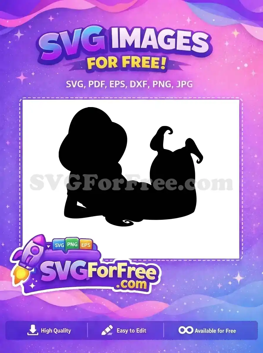 A free design silhouette of a whimsical character lying down, ideal for crafts and digital art projects. Get this free SVG now!