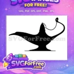 Free Black Silhouette Magic Lamp Free Ornate Genie Aladdin Disney Free SVG - Instant Download