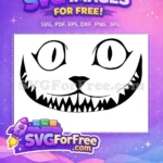 Free Cheshire Grin Free Big Eyes Black Alice Wonderland Free SVG - Instant Download